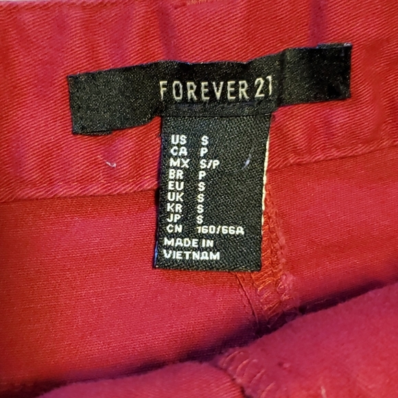 F21 Raw Hem Dark Red Mini Denim Skirt - Picture 6 of 6